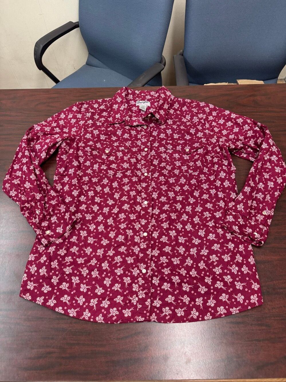 Wrangler Women’s Long Sleeve Floral Pearl Snap Button Down Shirt Size X-Large